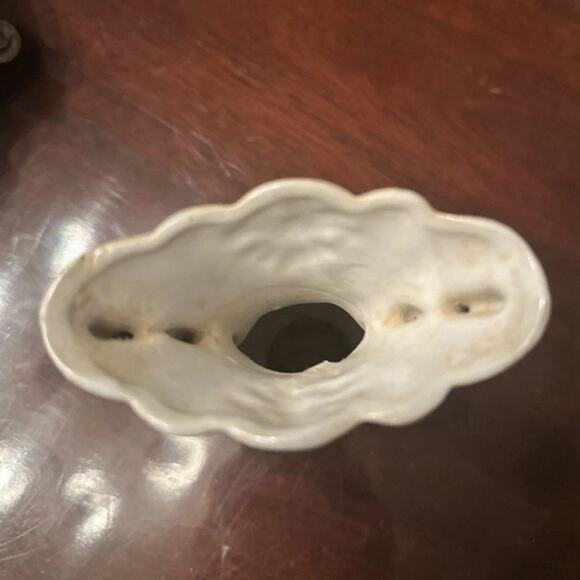 Vintage Lusterware Ceramic 6" Vase Iridescent Floral Roses Scroll Handles *READ - Picture 3 of 11